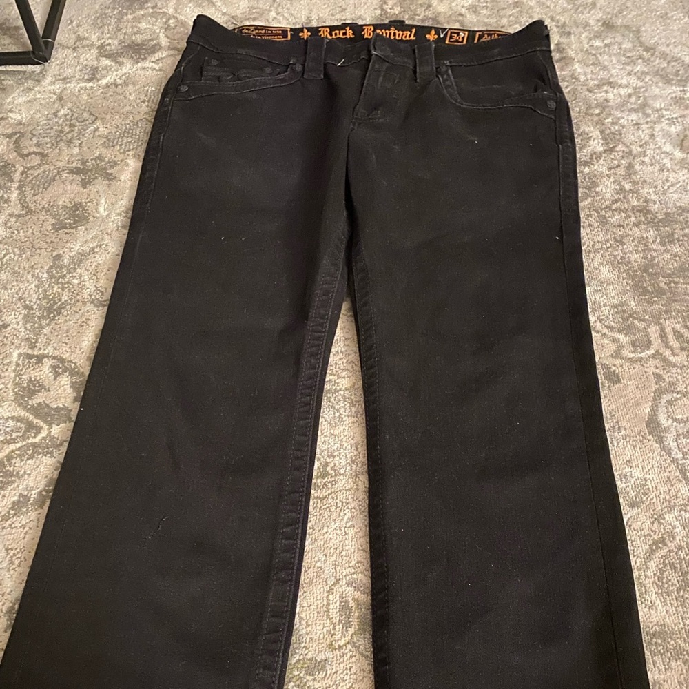 Men’s Rock Revival Black Jeans size 34 Arther Alt Straight